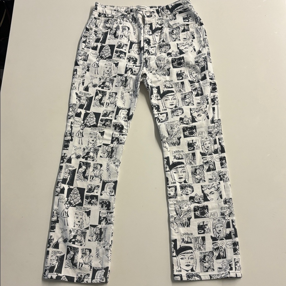 Reformation Newsprint/Comic Print Highrise Jeans - Picture 3 of 17